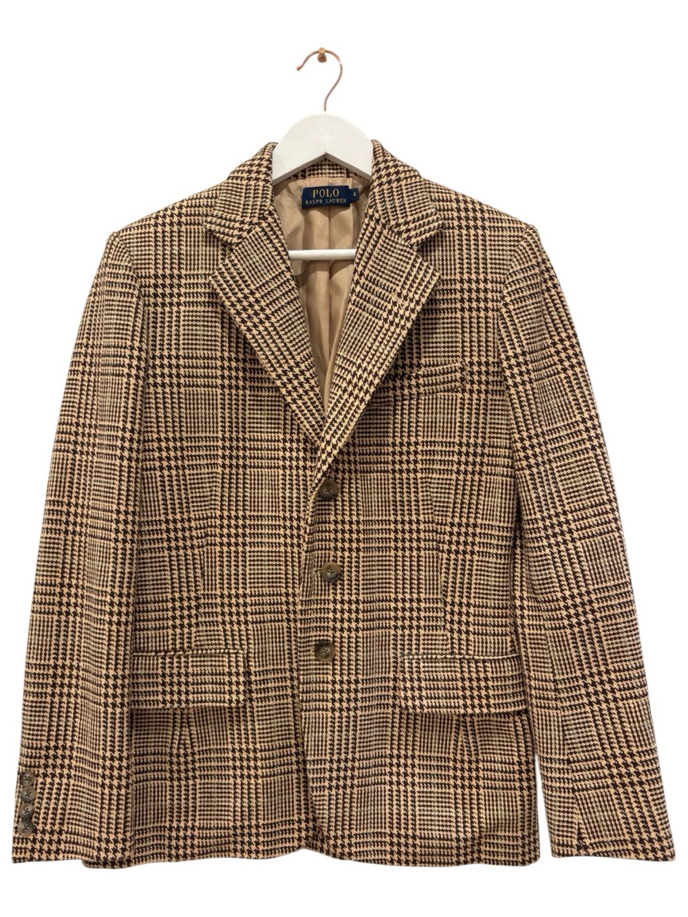 Women’s Polo Ralph Lauren Houndstooth Tweed Brown Blazer Size 4